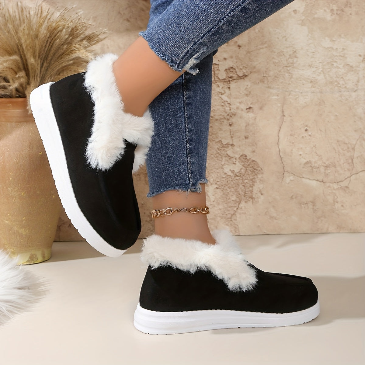 Women's Fleece-Lined Snow Boots Cozy Winter Ankle Boots for Outdoors