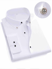 Men's Cotton Blend Short Sleeve Shirt with Lapel Collar Regular Fit Solid Color Breathable Fabric