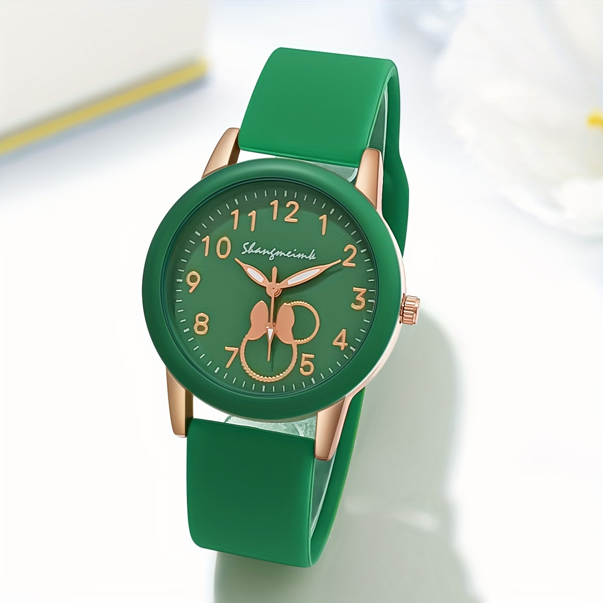 Women's Silicone Wrist Watch with Colorful Candy Design and Round Quartz Dial