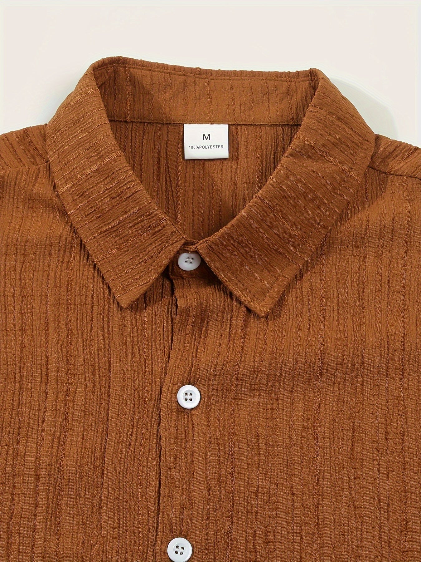 Men's Short Sleeve Striped Sweatsuit Set with Button Collar and Elastic Waist Pants Summer Woven Polyester Spandex