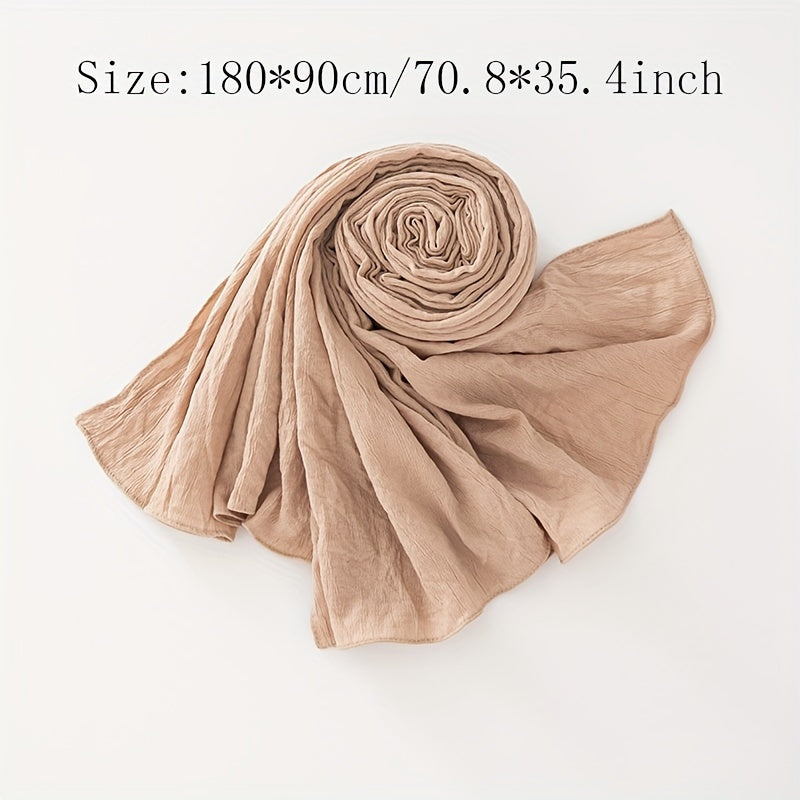 Women’s Cotton Shawl Hijab Sun Protection Wrinkle-Free Solid Color