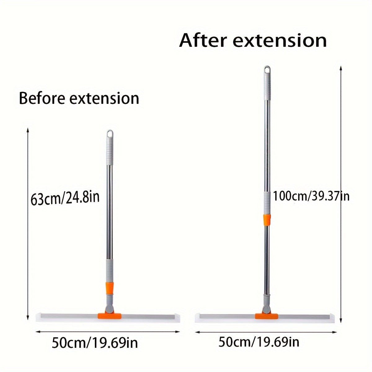 Rastrillo de silicona de uso múltiple, con mango extensible, para pelo de mascotas y raspador de suelos