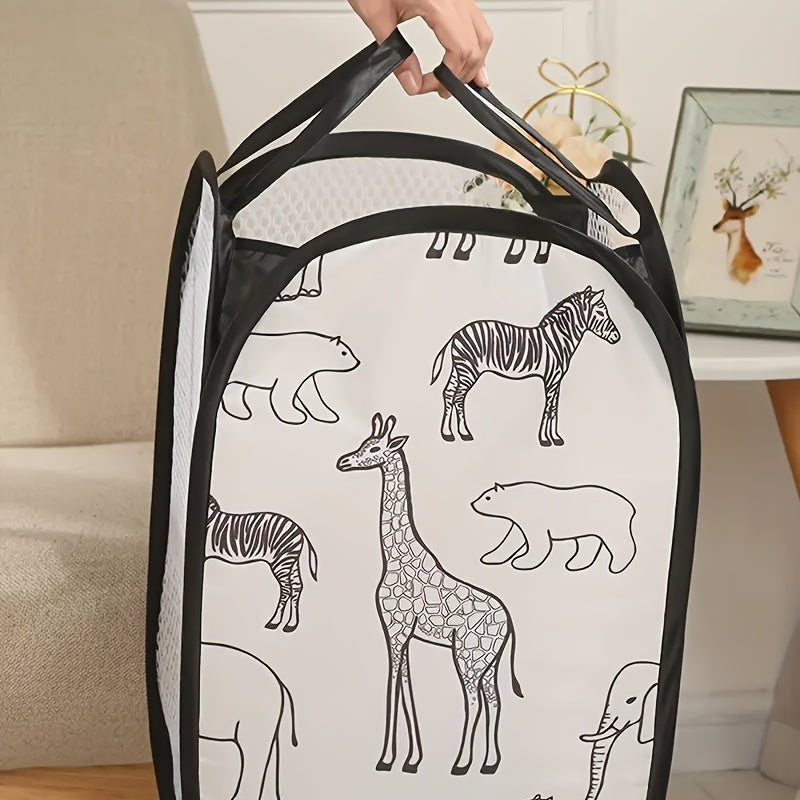 cesta de ropa de malla rectangular con asas para almacenamiento y organización doméstica