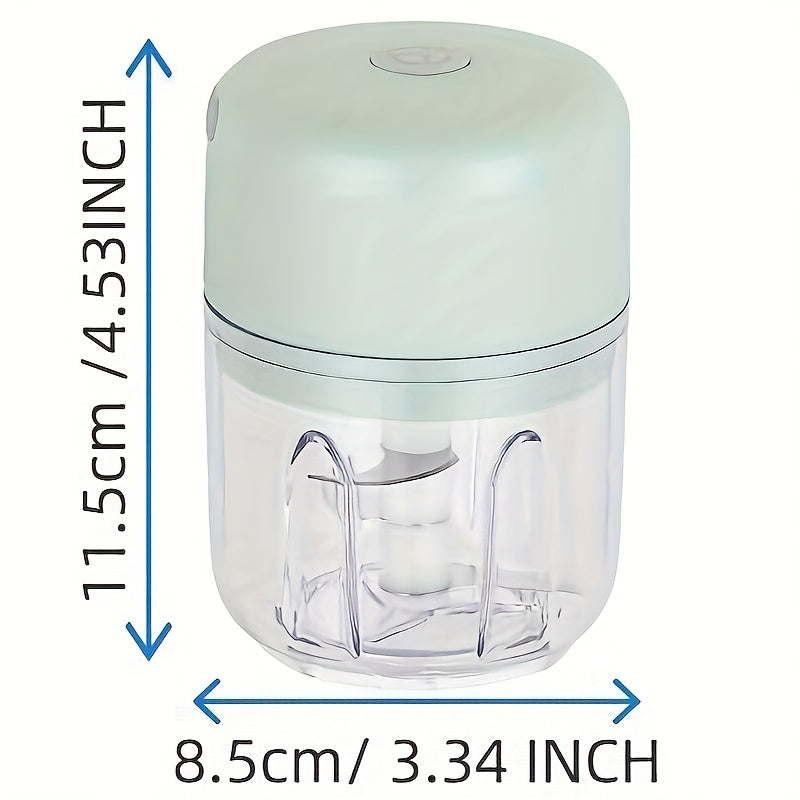 Elektr oziq-ovqat maydalagichi Mini oshxona protsessori USB qayta zaryadlanadigan yashil portativ sarimsoq piyoz sabzi blenderi