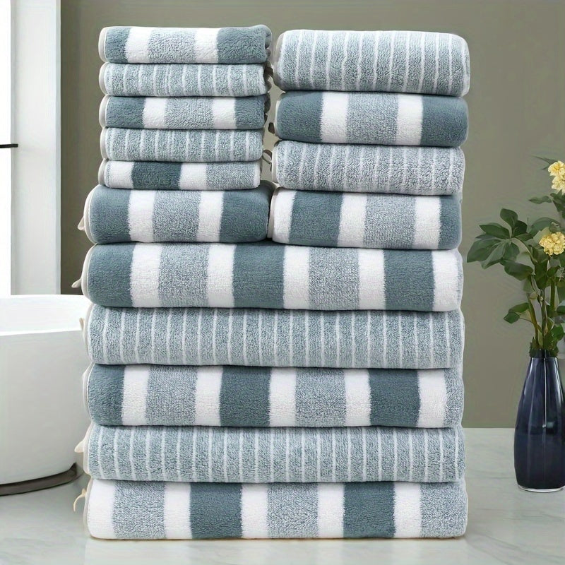15 ta bo'lakli koral fleece sochiq to'plami, yuz, qo'l va vanna sochiqlari bilan hammom uchun