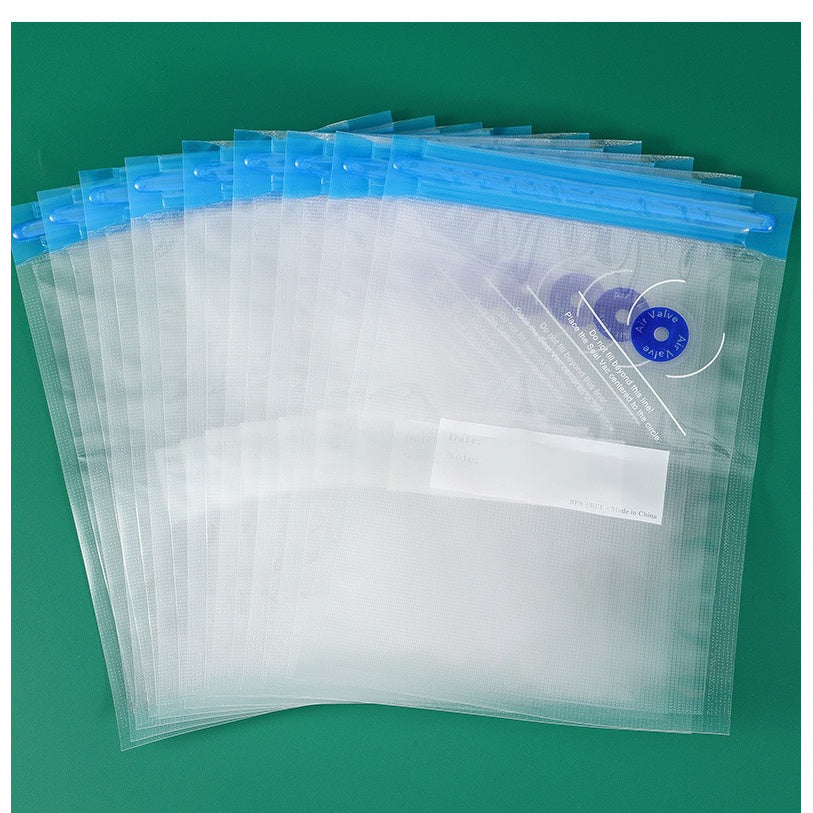 Qayta ishlatiladigan vakuumli oziq-ovqat saqlash sumkalar, mevalar, sabzavotlar, yongʻoqlar, muzlatgich, sovutgich uchun