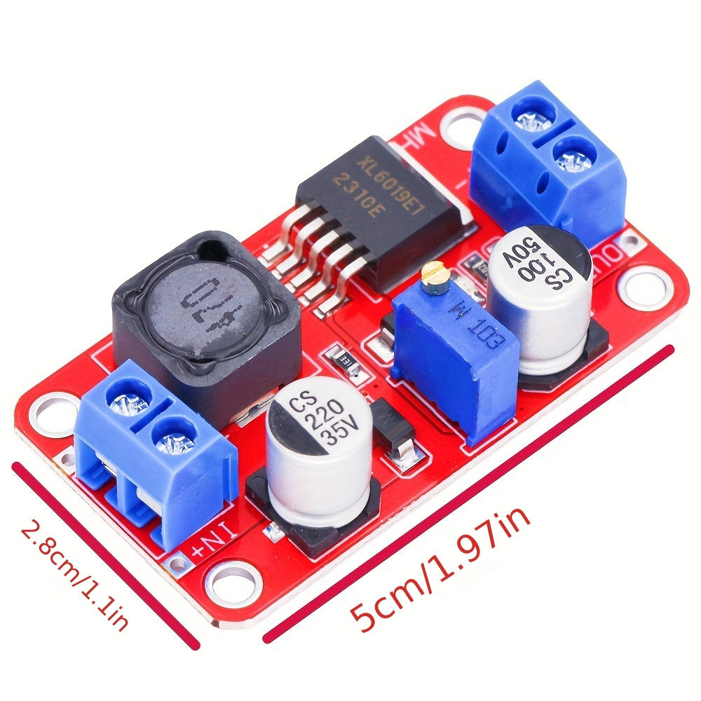 Convertidor elevador de corriente continua de alta potencia 5A, regulador de voltaje ajustable, rango amplio de entrada y salida