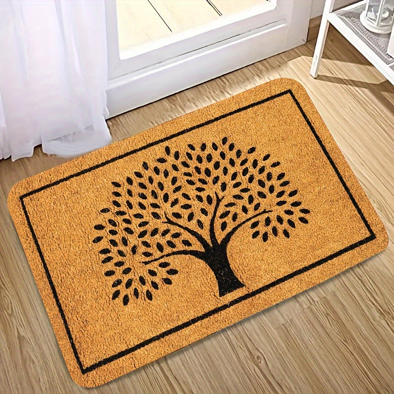 Mashina bilan yuviladigan, sirpanishga qarshi polyester qabul qilish matosi, daraxt silueti bilan, ichki va tashqi foydalanish uchun