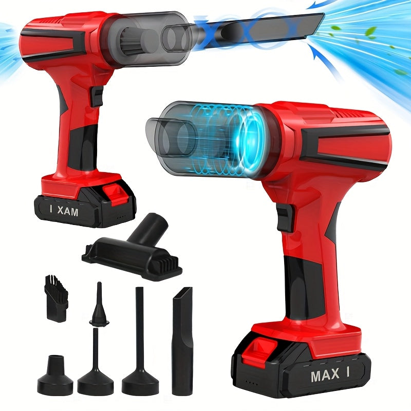 Kuchli so'rish qobiliyatiga ega, simsiz brushless motorli portativ mini qo'l vakuum tozalagich. Tozalash, changni puflash, kichik narsalarni shishirish uchun yuqori quvvatli USB orqali zaryadlanadigan, turli xil qo'shimchalar bilan.