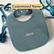 Set of Four Personalized Baby Bibs Soft Breathable Absorbent Adjustable Snap