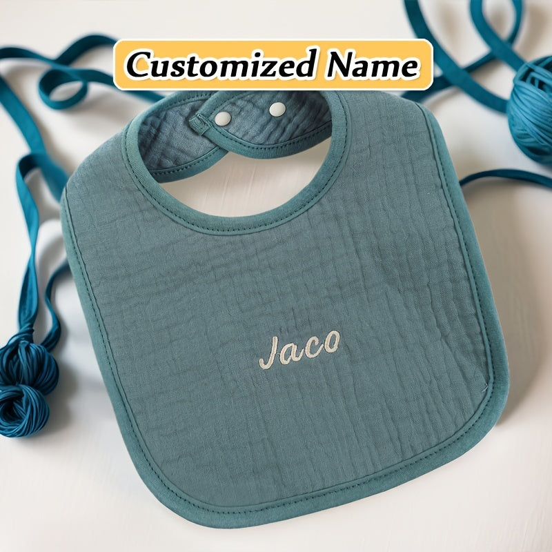 Set of Four Personalized Baby Bibs Soft Breathable Absorbent Adjustable Snap