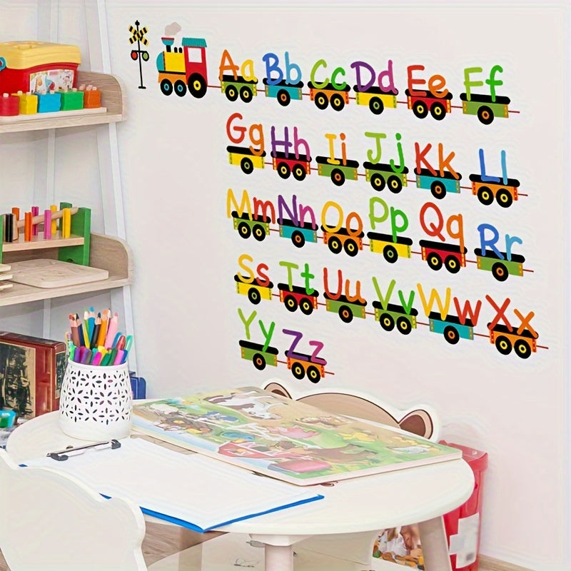 Colorful Cartoon Train Alphabet Wall Decals Removable PVC Bedroom Decor