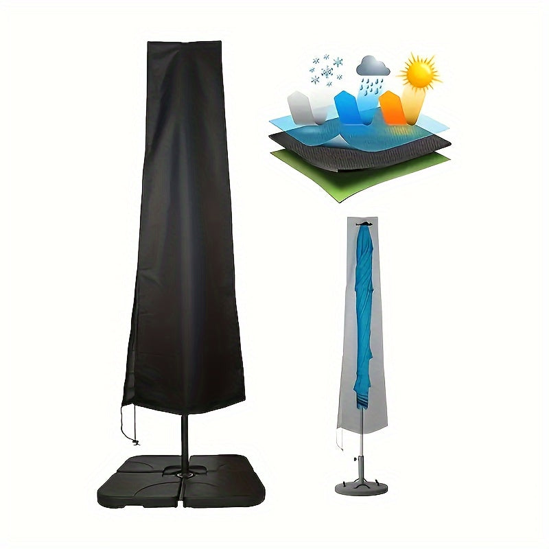 Outdoor Umbrella Cover Black Fabric Drawstring Closure for Gardens Patios Pergolas 6 Sizes