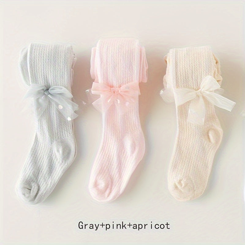 Girls' Summer Mesh Thin Tights Set of 1/2/3 for Little Girls Cotton Comfortable Outdoor