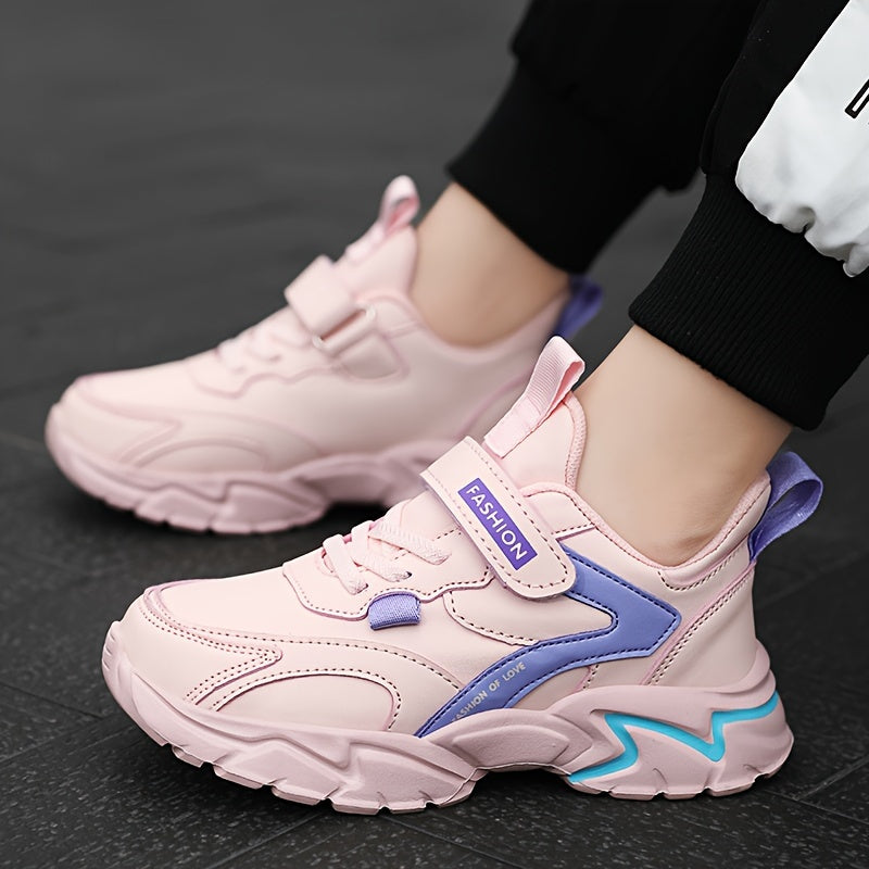 Girls Outdoor Casual Sneakers with Soft Sole, Round Toe, Low Top, TPR Sole