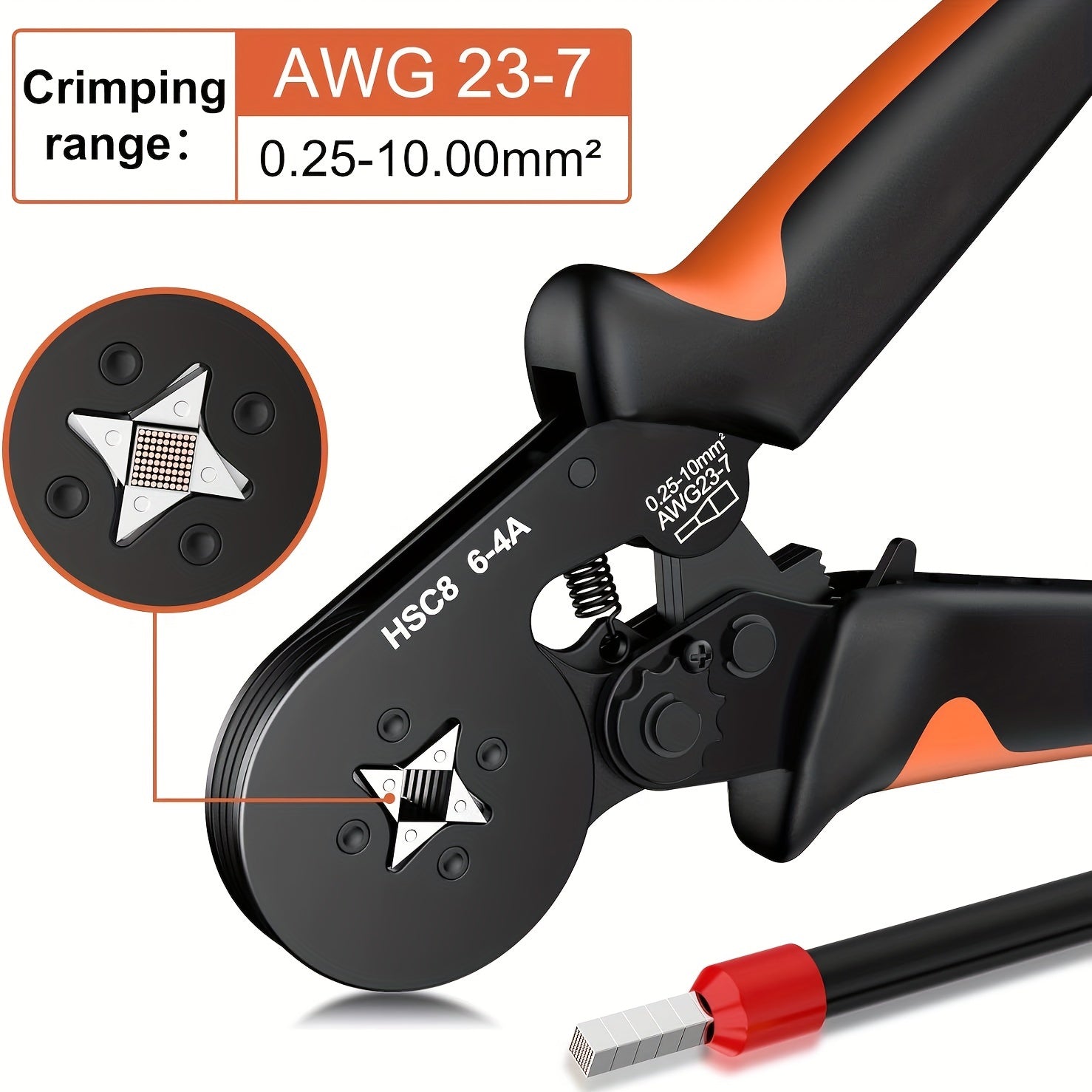 Hexagonal Crimping Tool HSC8 10-6 Adjustable Ratcheting Wire Terminal Crimper