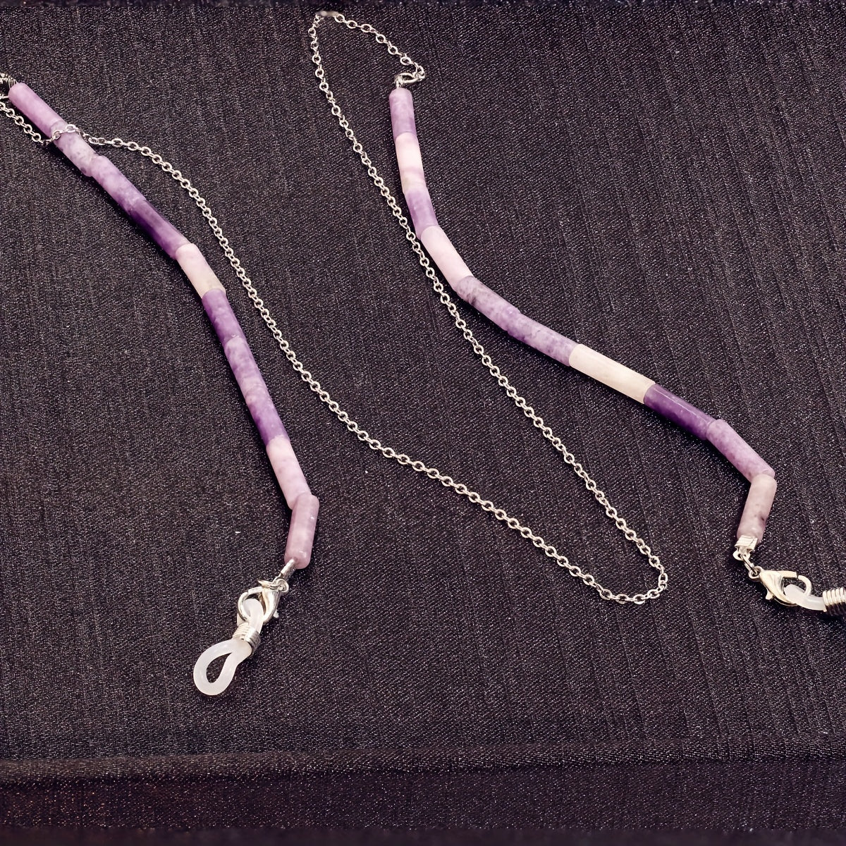 Цепочка из натуральных кристаллических чипсов с подвеской для очков и подвеской для наушников с кристаллом