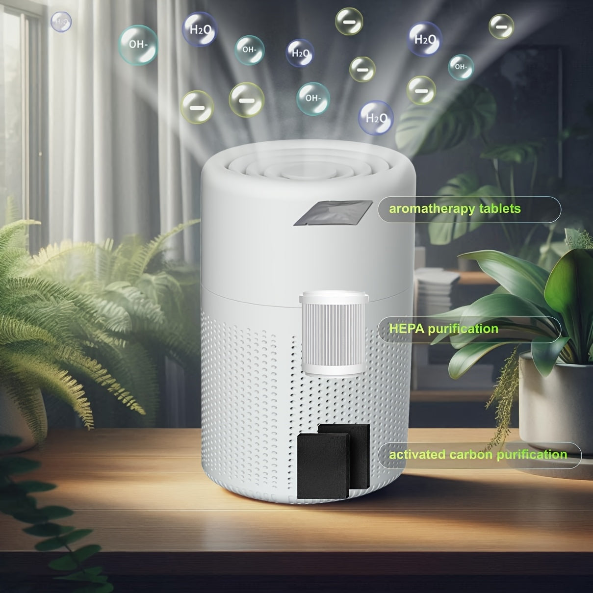 Mini Air Purifier Set H13 HEPA Filter Activated Carbon USB Car Home Office