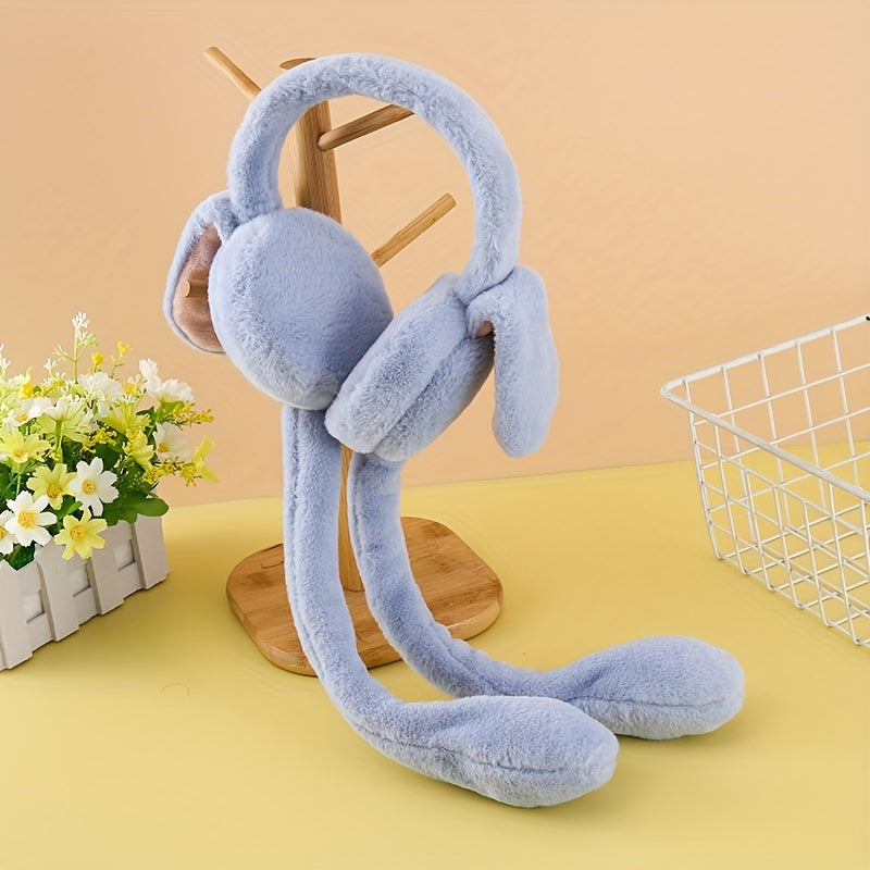 Winter Warm Plush Bunny Ears Headband Hand Wash Solid Color Earmuffs