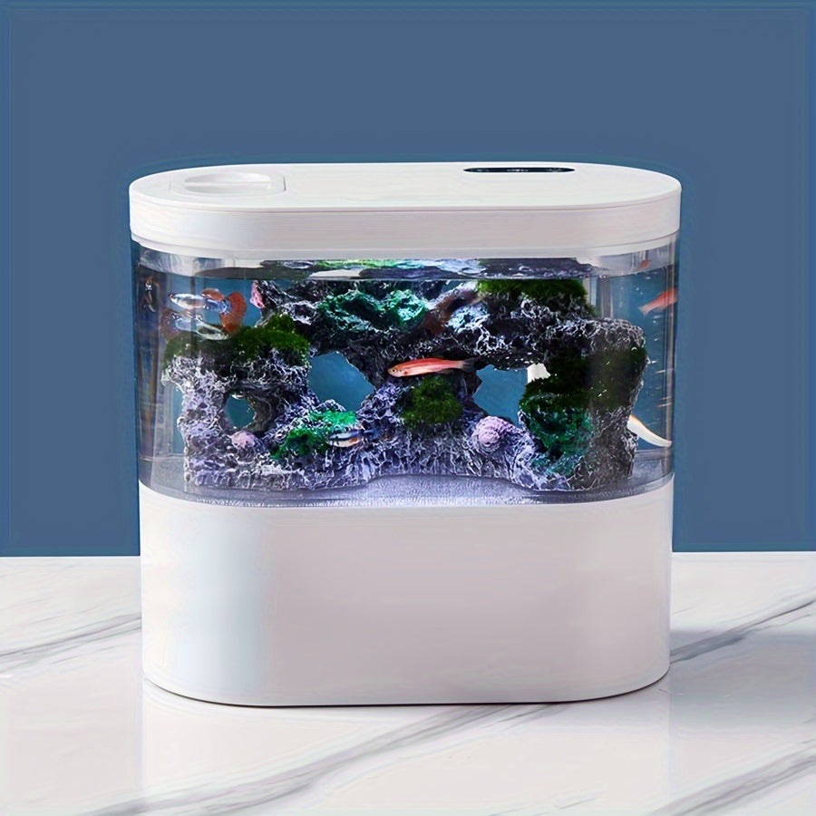 Oval LED Fish Tank with Smart Clean Technology and USB Rechargeable