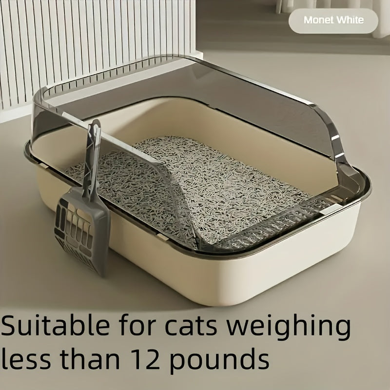 Plastic Cat Litter Box with Shovel Square High Edge Design Easy to Clean