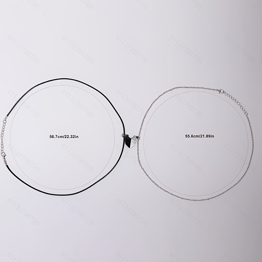 4-Piece Couple Quartz Watch Set with Colorful Love Magnetic Necklace Soft Strap Gift for Valentine's