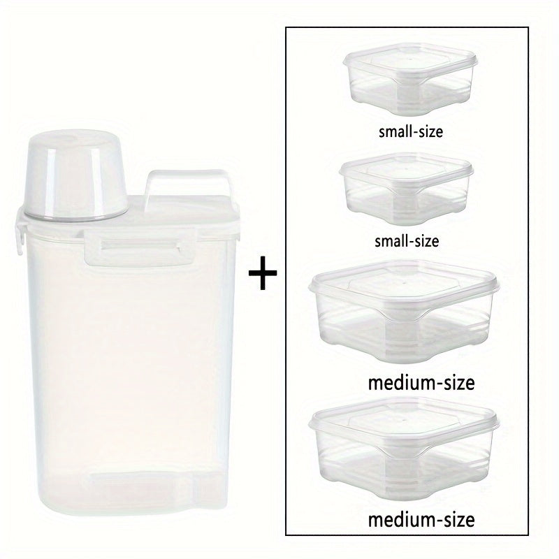 Set of 5 Food Storage Containers Leakproof Square Plastic for Rice Grains Nuts Flour