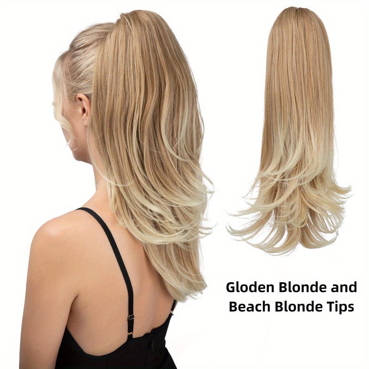 Women's Synthetic Curly Wave Ponytail Extension with 180° Rotating Claw Clip