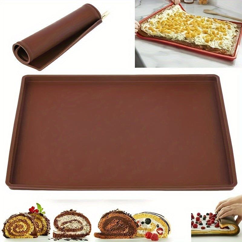 Silicone Swiss Roll Cake Mat 30.48cm x 25.81cm Flexible Baking Tray Cookies Mold