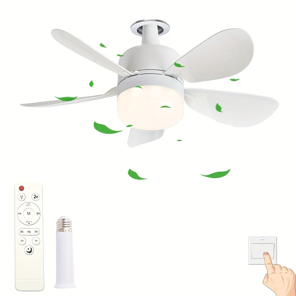 Silent LED Ceiling Fan Light with Remote Control Adjustable Detachable for Home Bedroom Study