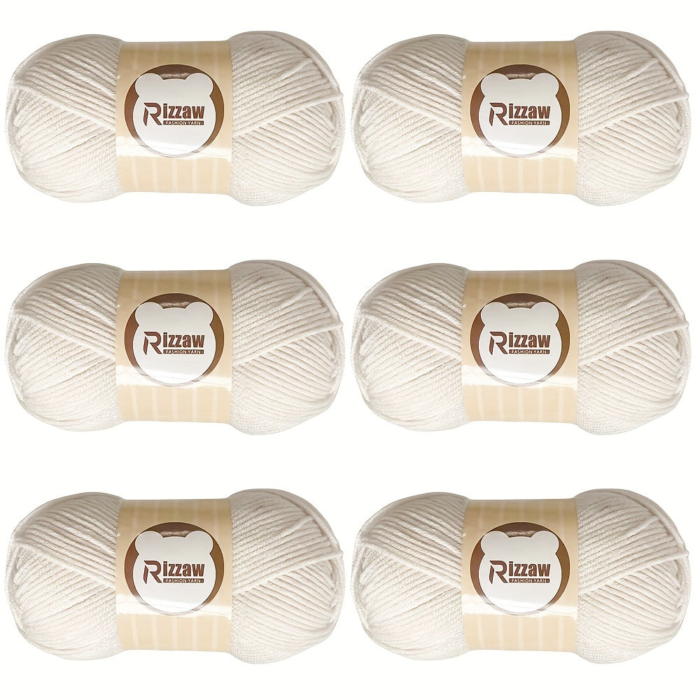 6 Pieces of 50g Soft Acrylic Yarn for Crocheting and Knitting, Assorted Colors