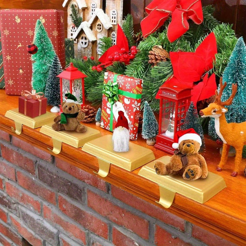 Multi-Functional Metal Fireplace Hooks for Holiday Decor Stockings Ornaments