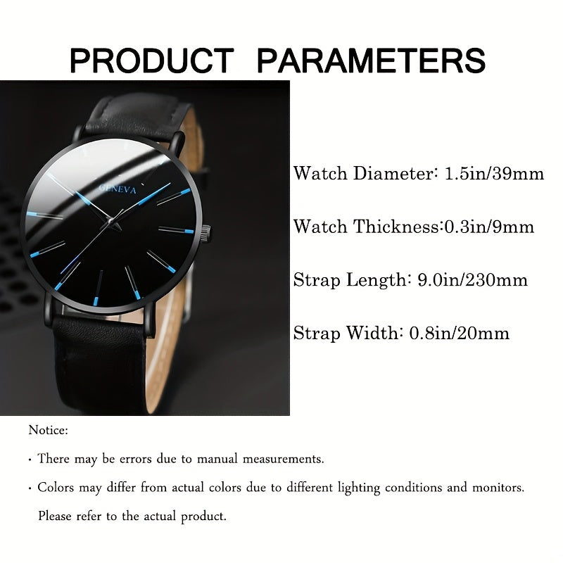 Men's Casual Jewelry Set with Quartz Watch Bracelet and Necklace