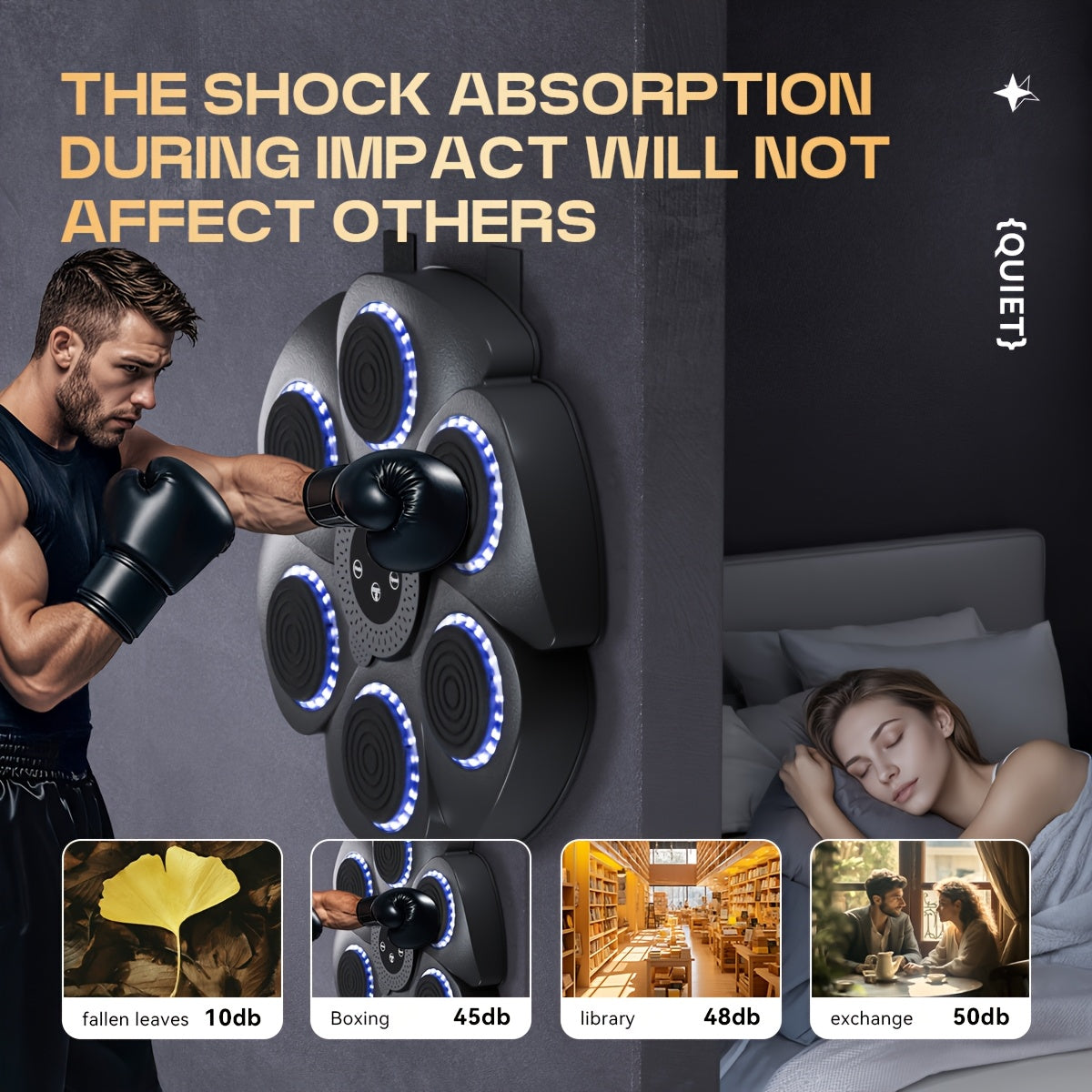 Wall-Mounted Smart Music Boxing Machine for Home Fitness Black
