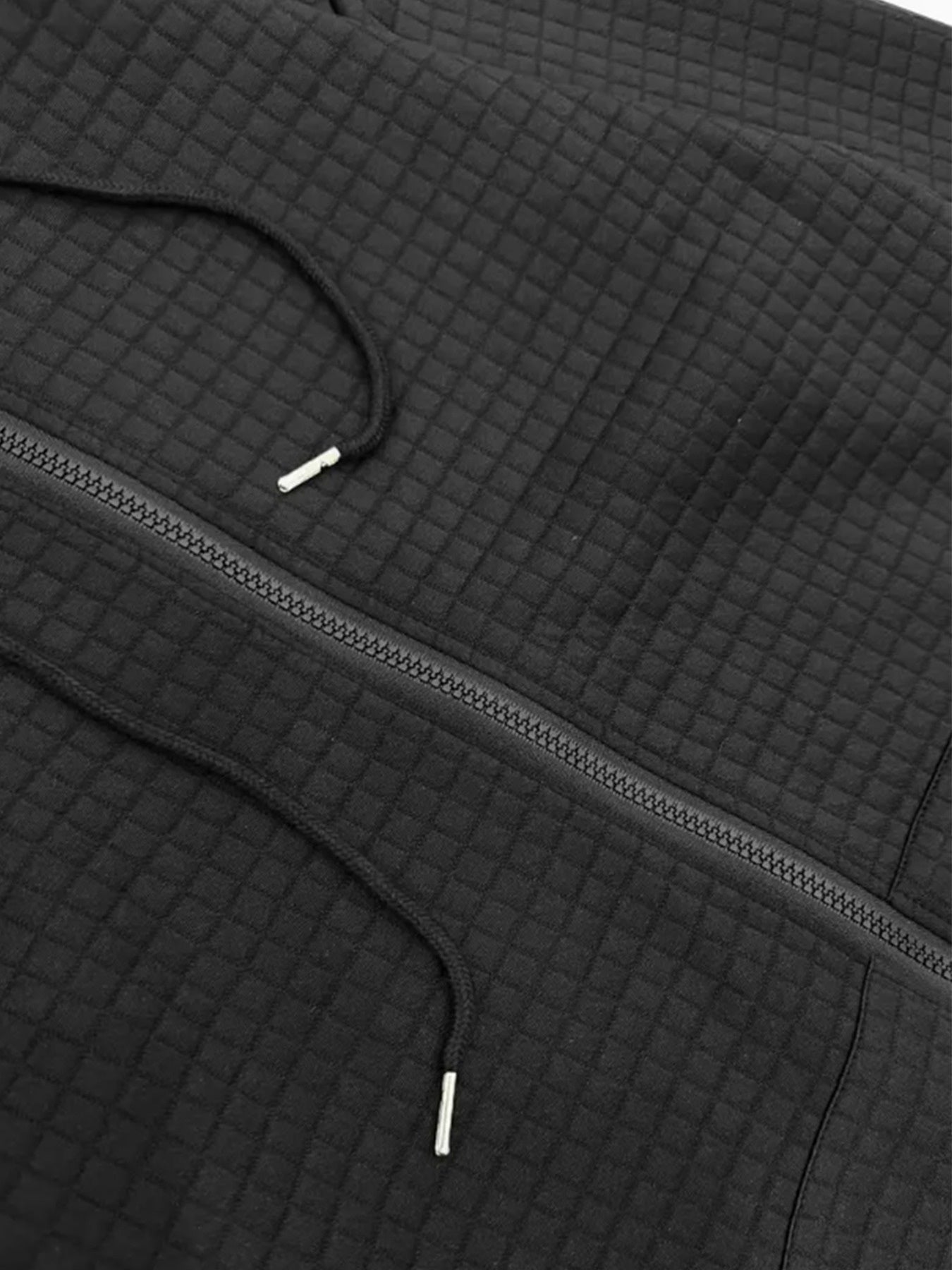 Women's Waffle Knit Hooded Jacket Black White Dog Print Casual Lightweight Outerwear