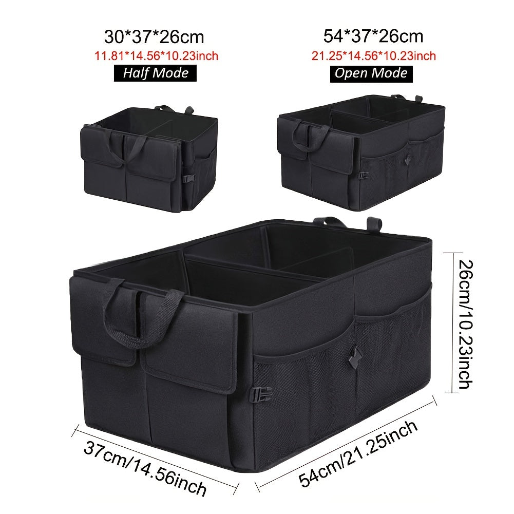 Waterproof Polyester Car Trunk Organizer for SUV Foldable Backseat Storage Black