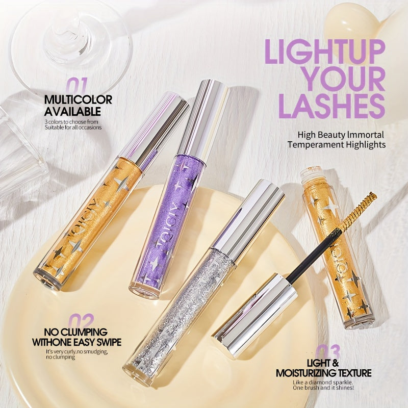 Waterproof Smudge-Proof Volumizing Mascara with Glitter Effects for Long-Lasting Lashes