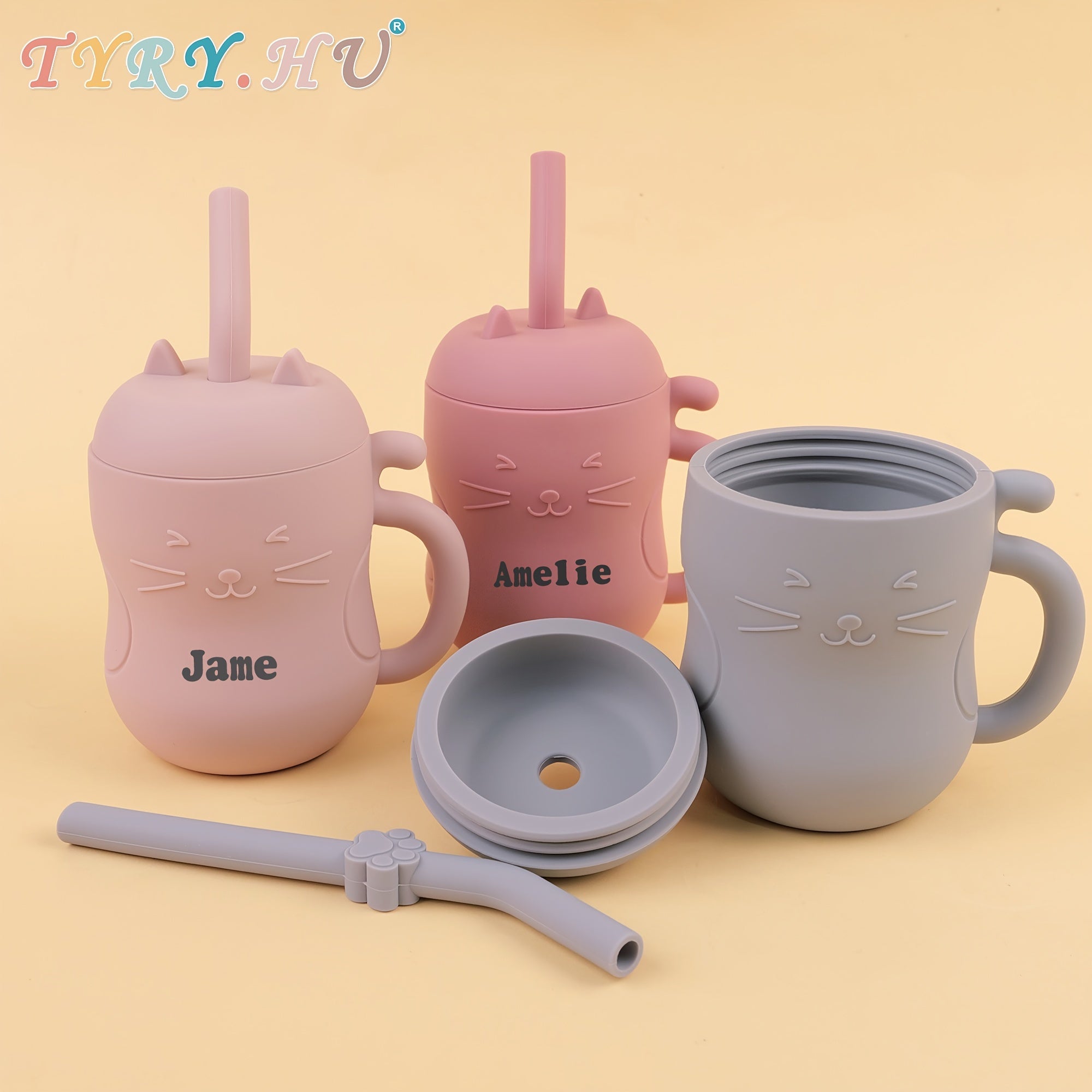 Kids Learning Cup 6oz Soft Rubber Training Cup with Lid Straw BPA Free