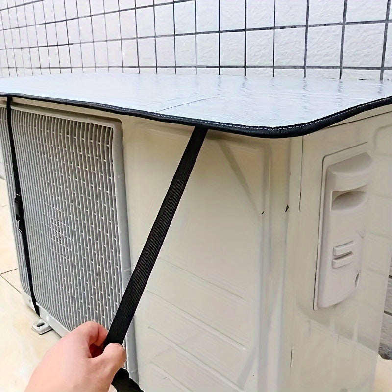 Waterproof Flame Retardant Air Conditioner Cover with Snap Closure Silver Polyester