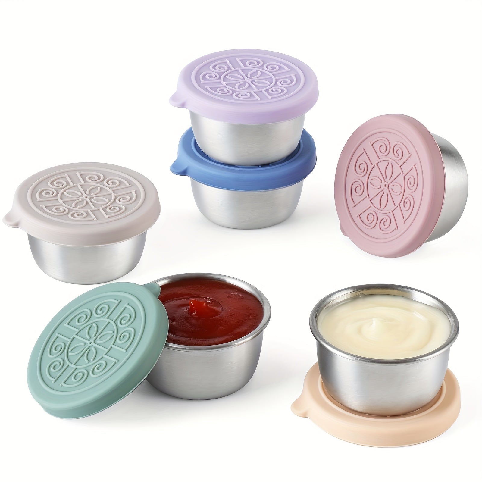 Stainless Steel Salad Dressing Container 1.6 oz Leak-Proof Lid for Lunches and Travel