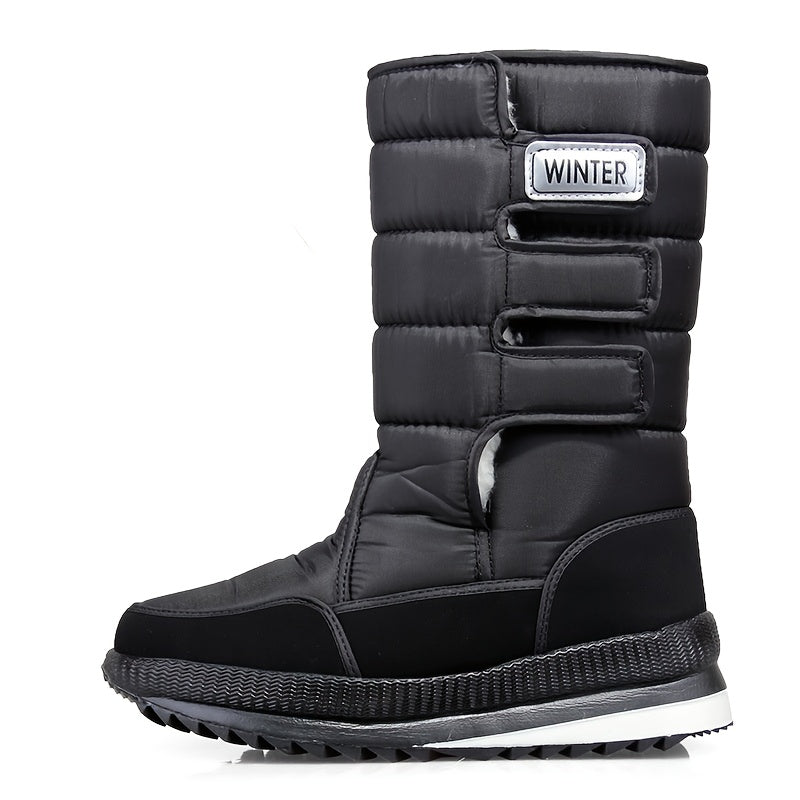 Men's Insulated Snow Boots with Adjustable Straps Non-Slip Rubber Sole