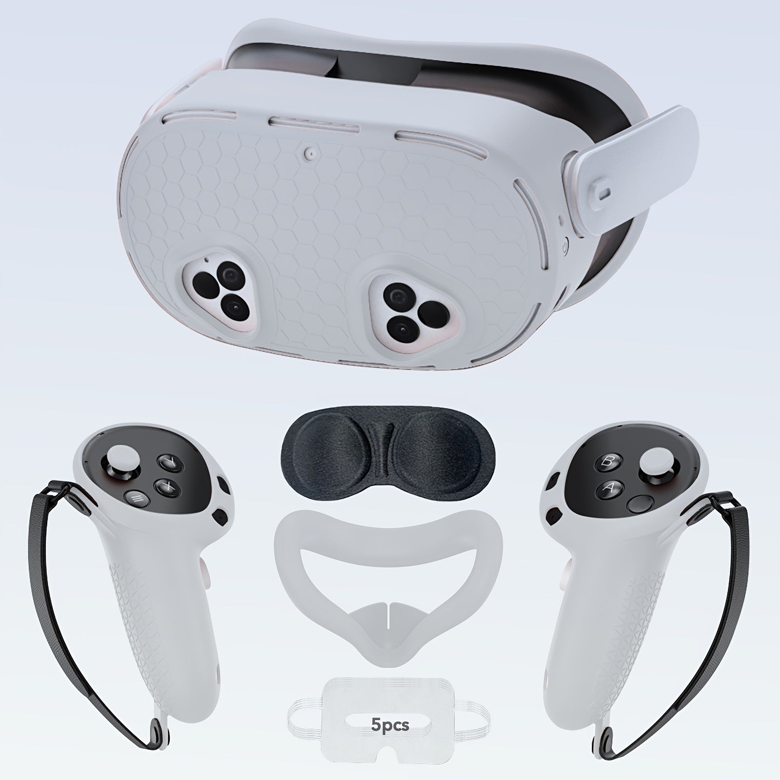 Silicone VR Headset and Controller Cover Set for Meta Quest 3S in Light Beige