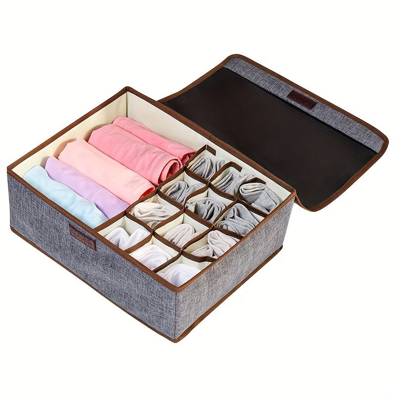 Fabric Storage Basket with Cover for Underwear Socks and Clothes Organize Wardrobe Closet Bedroom