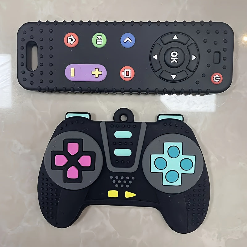 Kichkina tishlagich o'yinchoq to'plami Silikon yumshoq TV pulti va o'yin mashinasi ta'limiy o'yinchoq