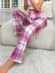 Women's Plaid Bow Elastic Pajama Pants Casual Sleepwear Bottoms All Season