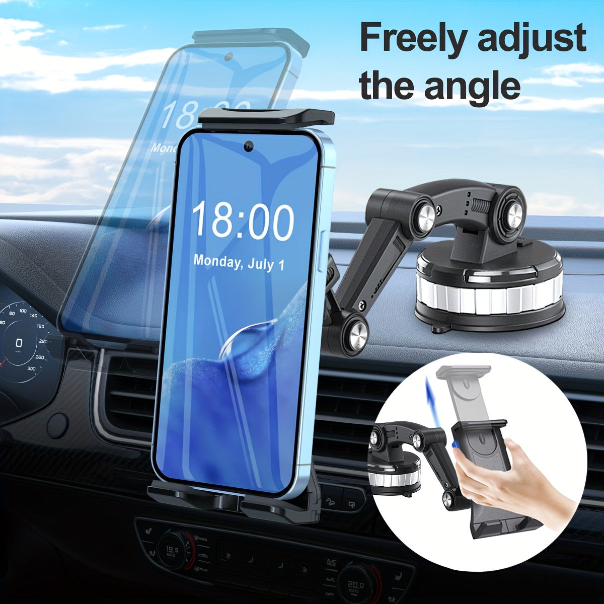 Car Suction Cup Tablet Holder Phone Mount for Car Adjustable Arm Compatible with 10-33cm Devices