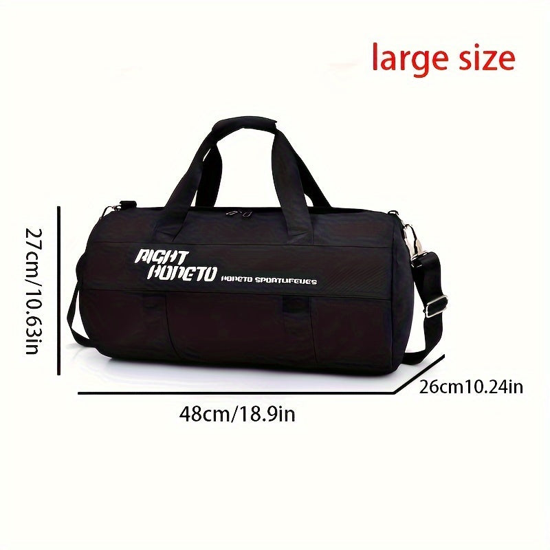 Large Nylon Gym Duffel Bag with Wet Dry Separation in Black 48x27x27cm