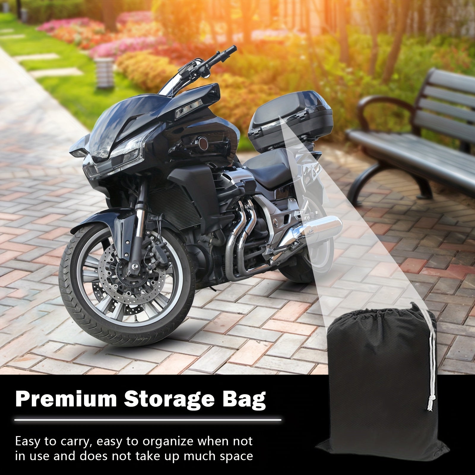 Funda negra para motocicleta 210D Oxford a prueba de viento para bicicletas