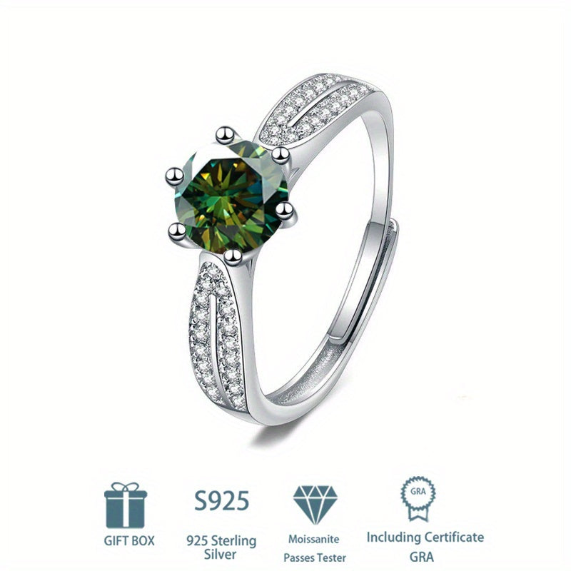 Sterling Silver 2ct Moissanite Engagement Ring Wedding Band Anniversary Gift