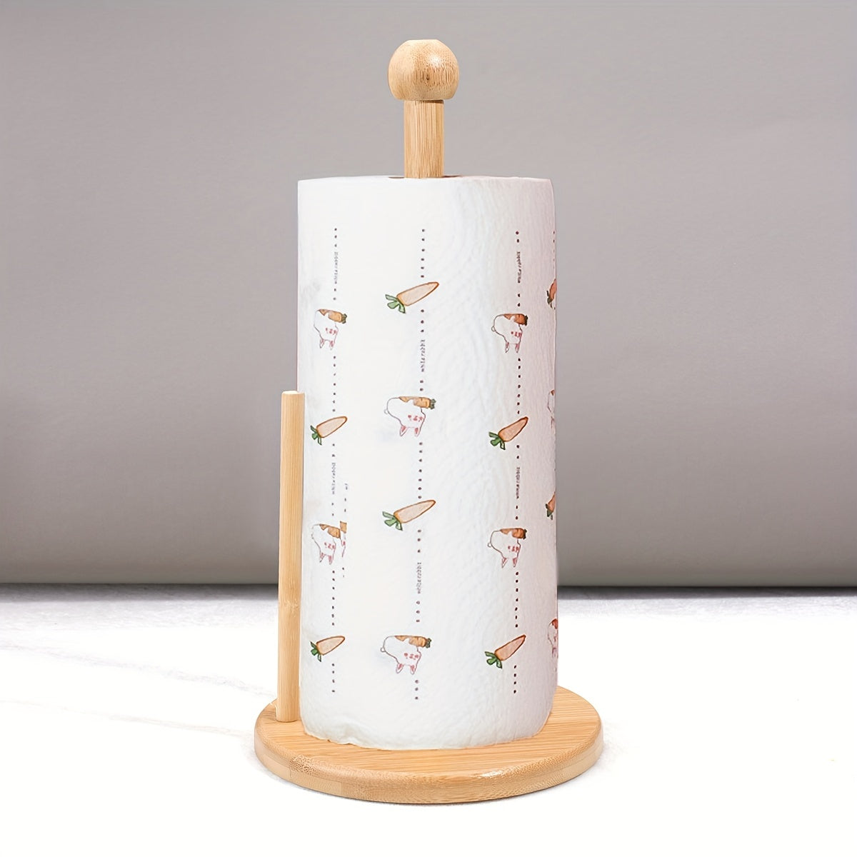 Wooden Vertical Tissue Holder with Carrot and Dog Design for Kitchen and Living Room